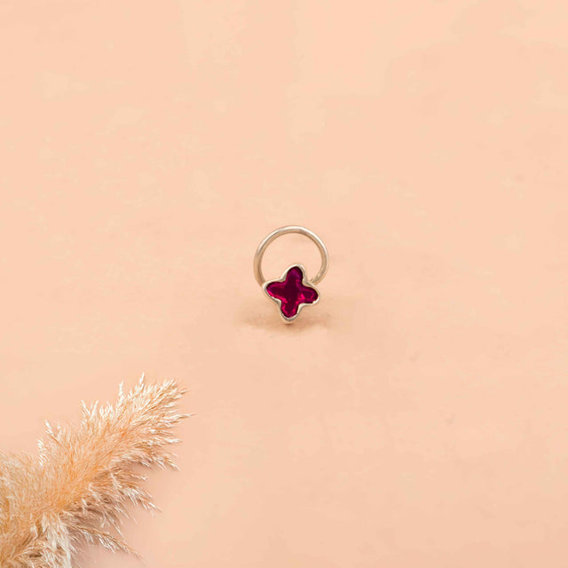 Adya Pink Kundan Pierced Nose Pin