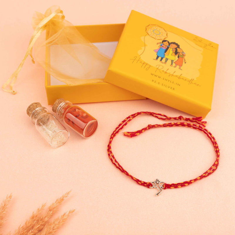 925 pure silver Ganesha motif rakhi, side view