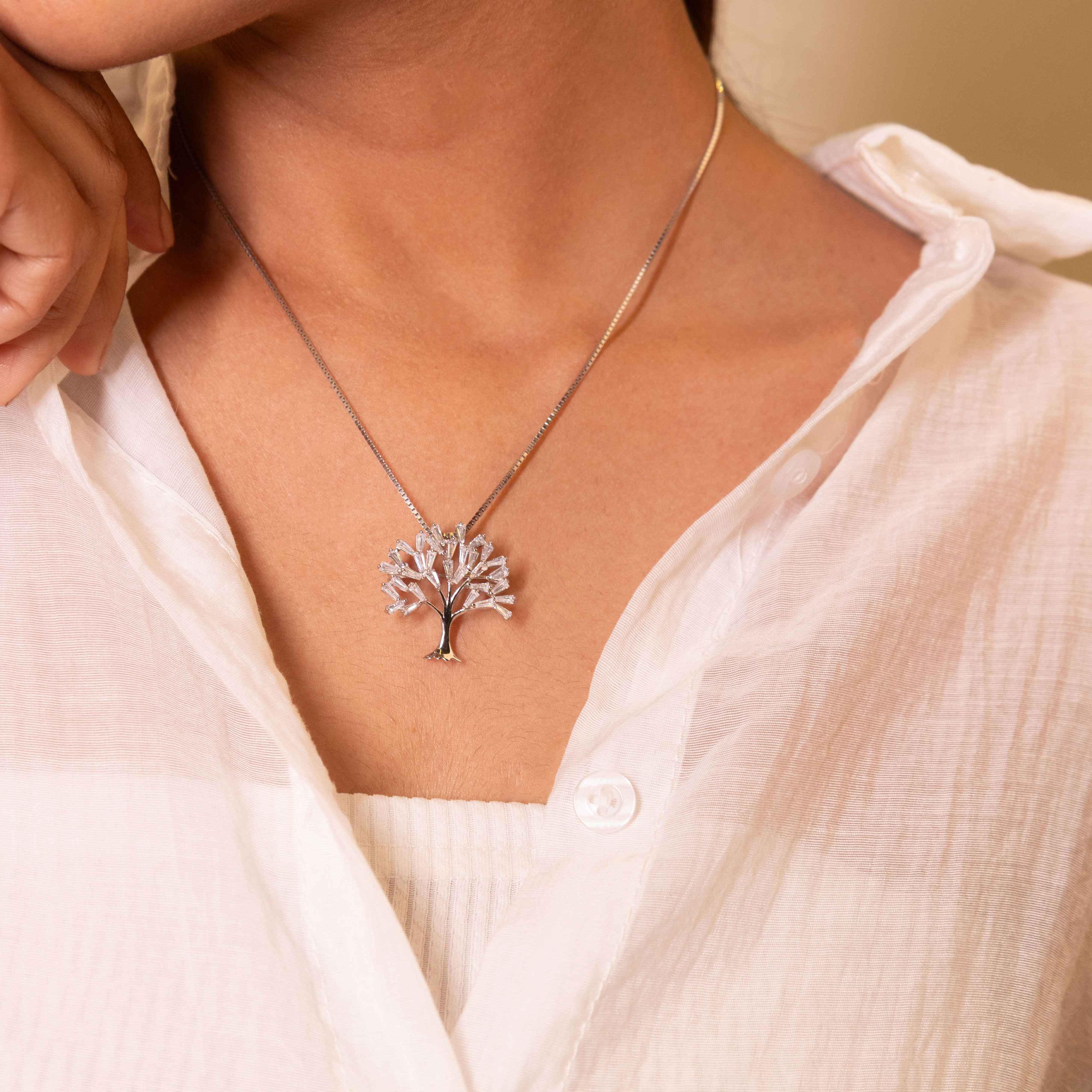 Adya White Kalpavraksh Brooch cum Pendant