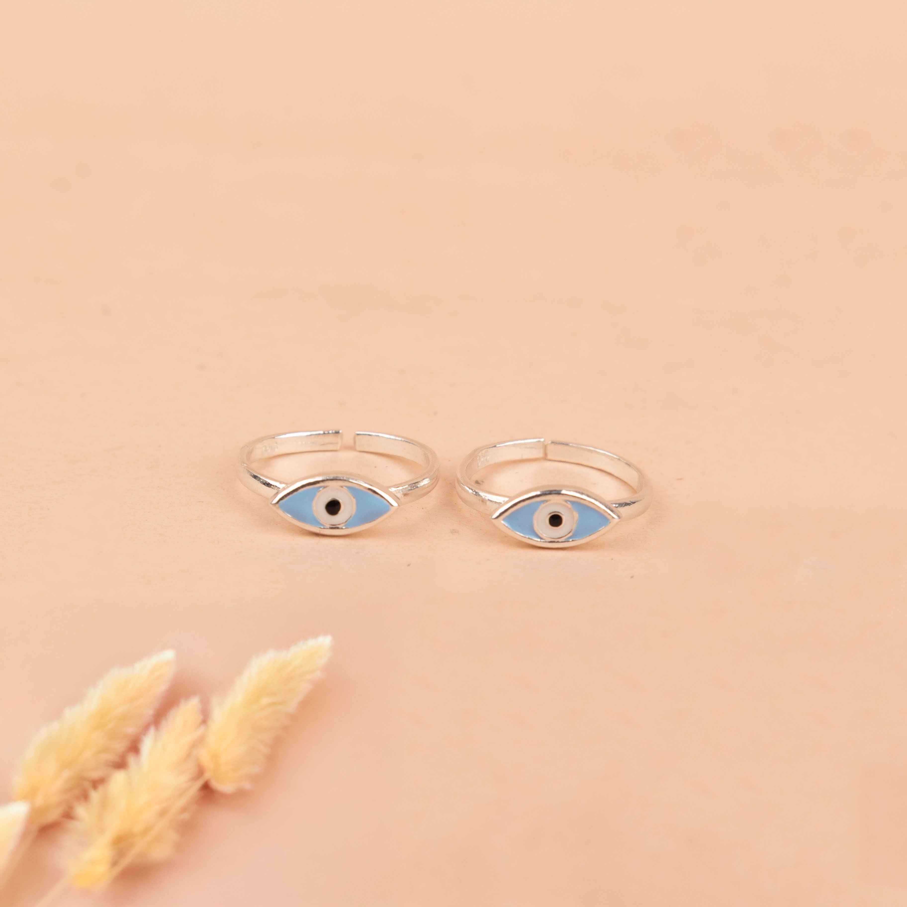 Adya Blue Nazar Toe Ring Cum Midi Ring