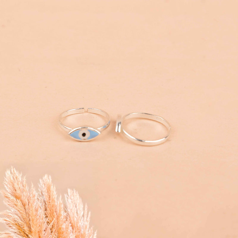 Adya Blue Nazar Toe Ring Cum Midi Ring