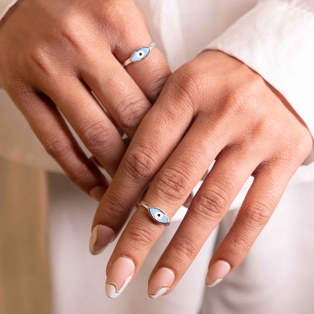 Adya Blue Nazar Toe Ring Cum Midi Ring