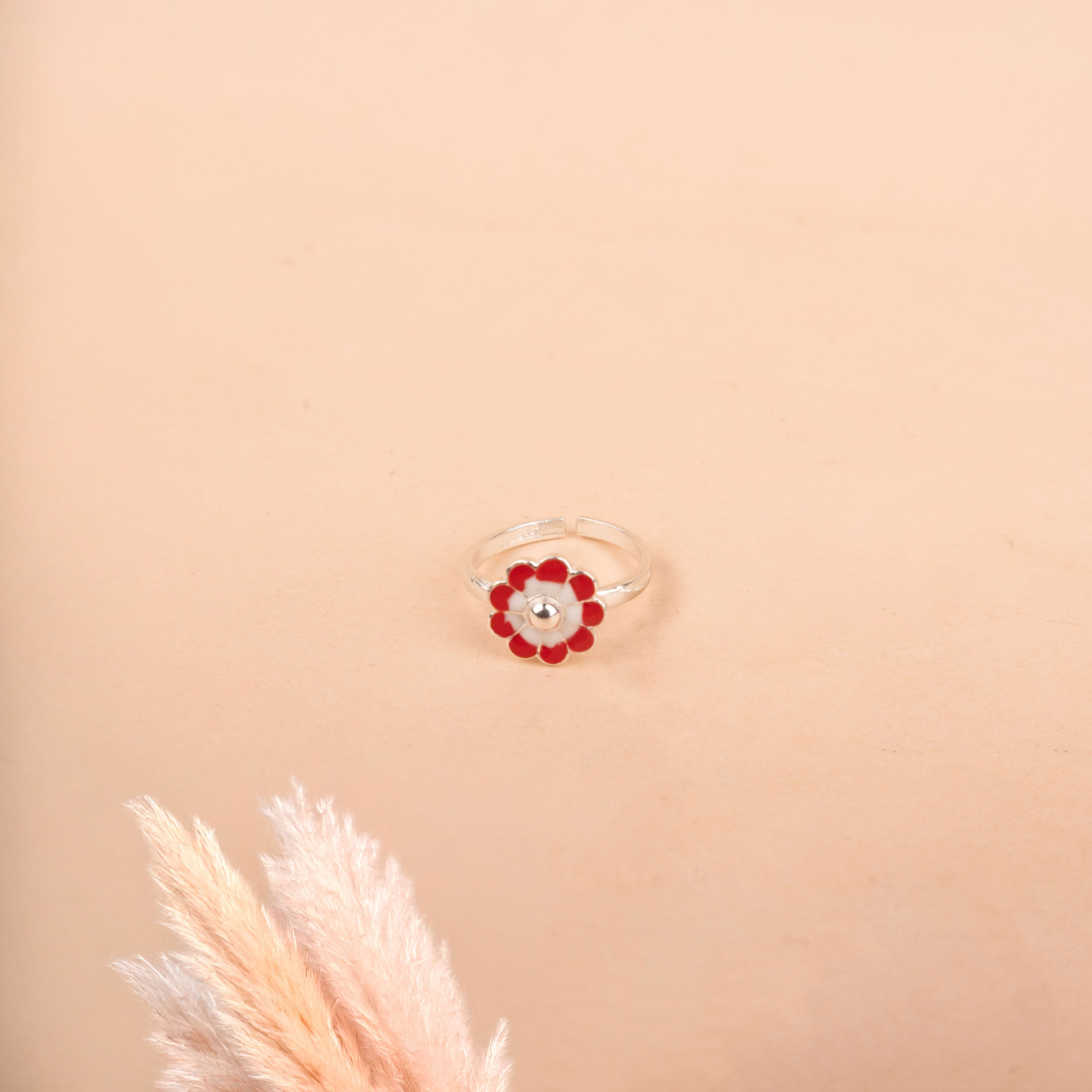 Adya Crimson Flower Midi Ring