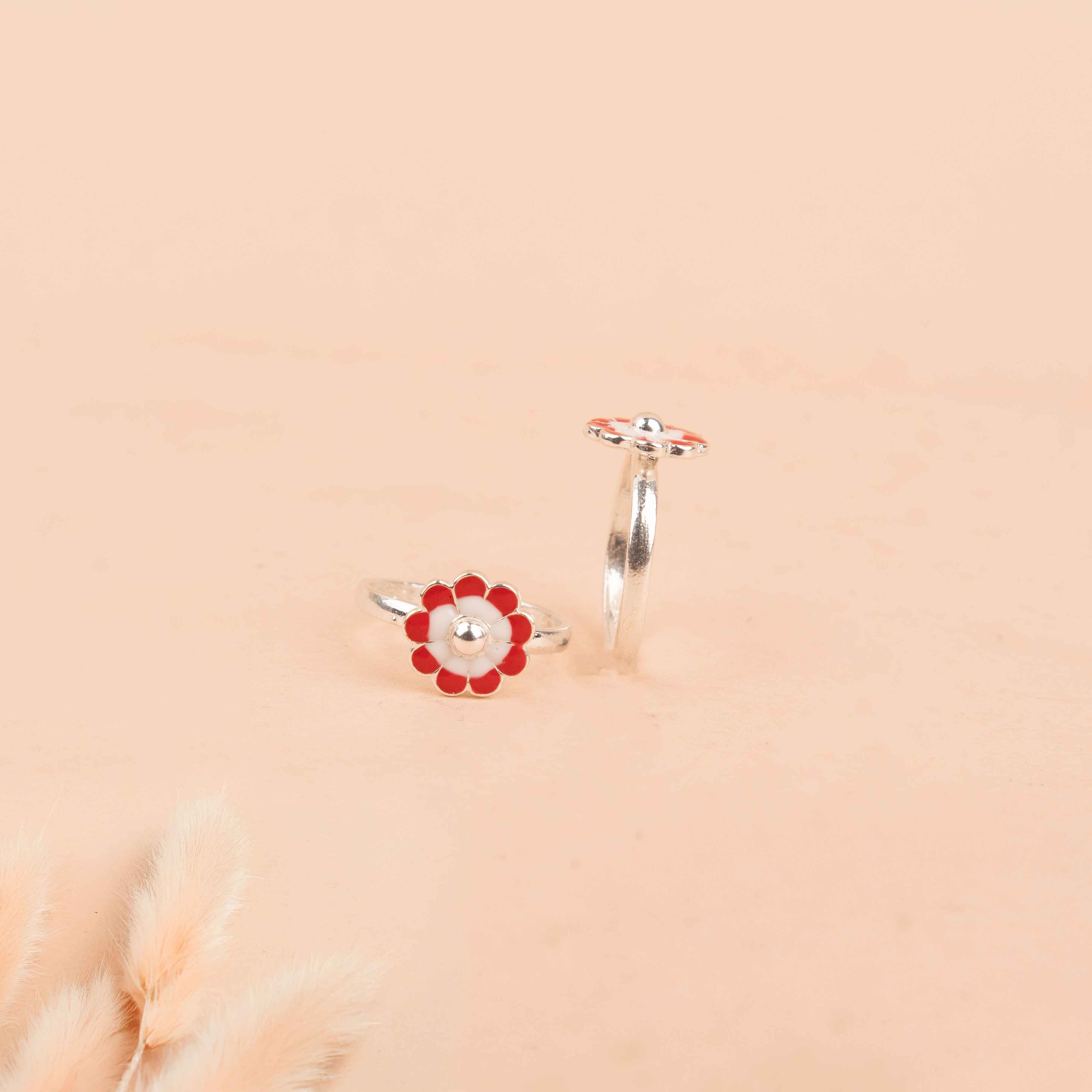 Adya Crimson flower Toe Ring Cum Midi Ring