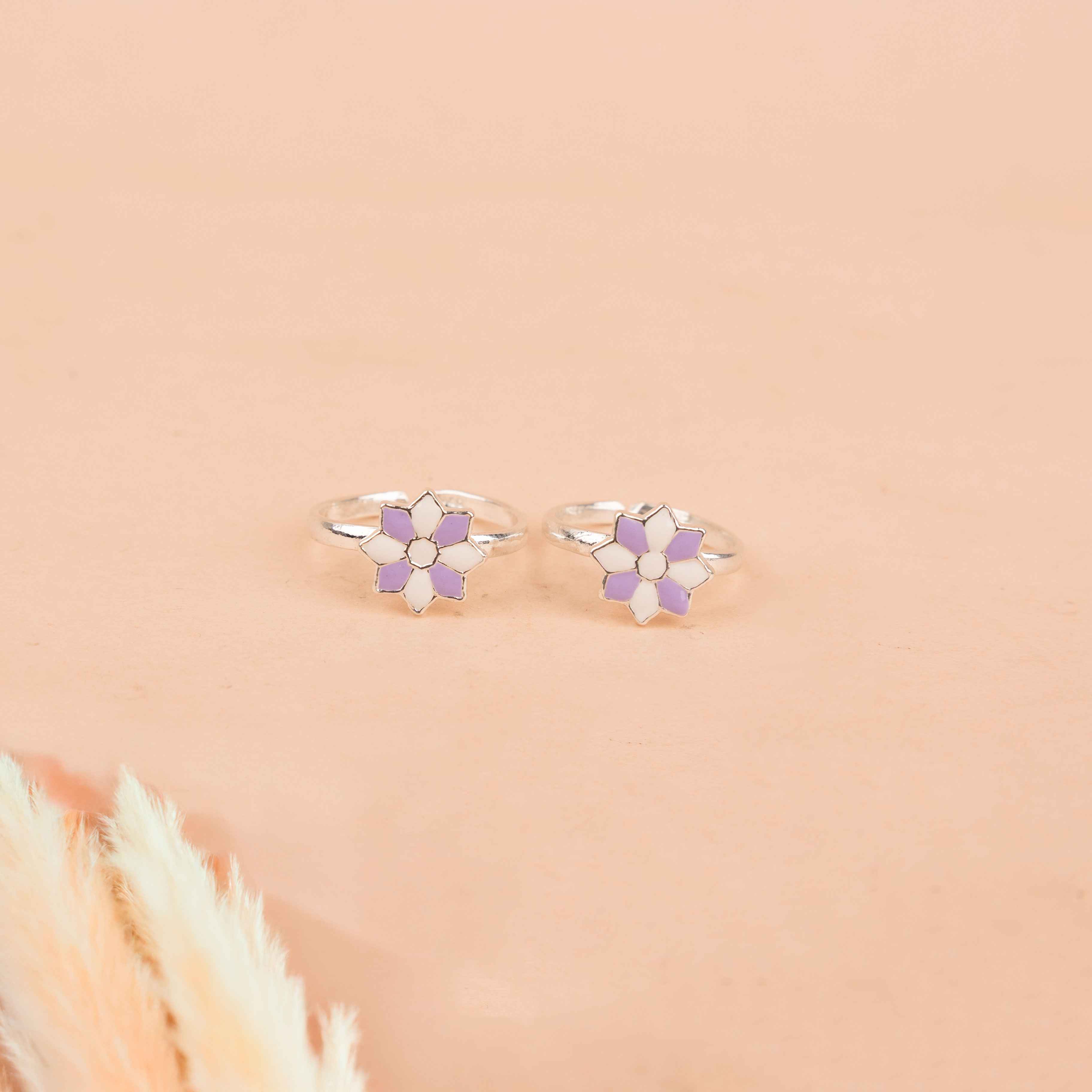 Adya Purple Bloom Toe Ring cum Midi Ring