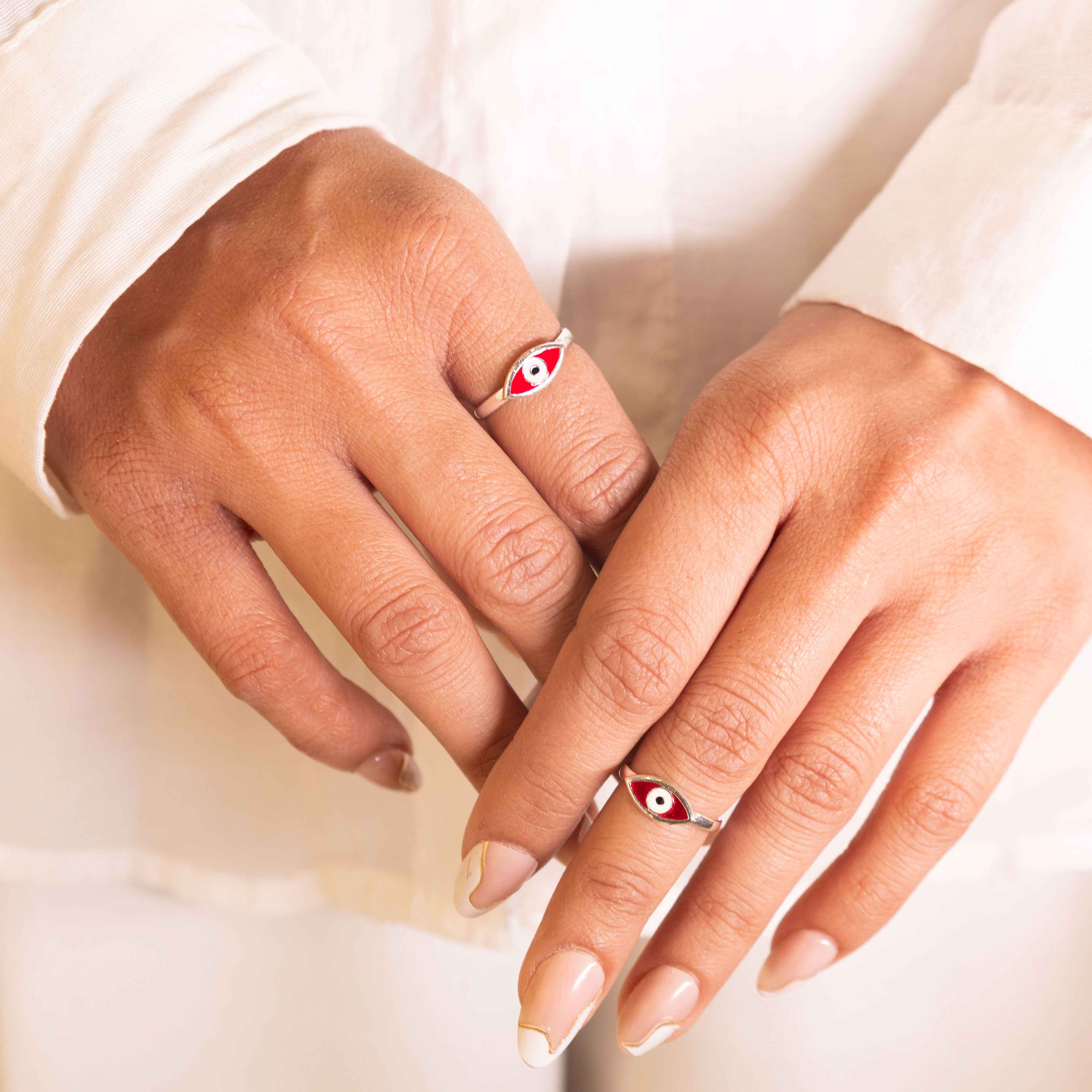 Adya Red Nazar Toe Ring Cum Midi Ring