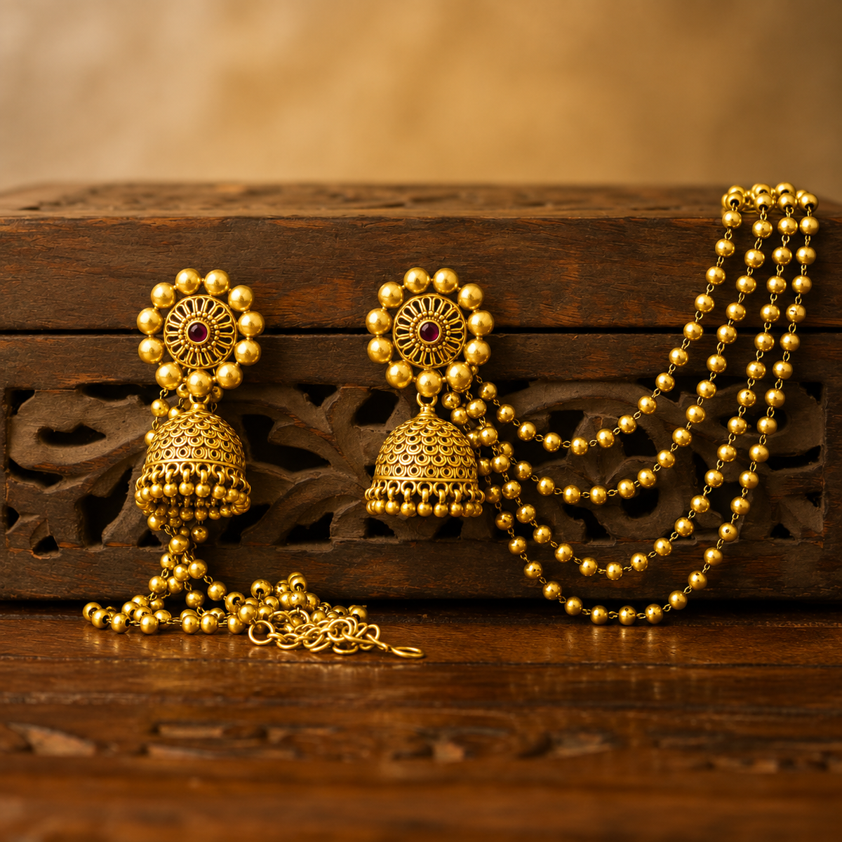 Anvaya Classic Four Layer Ball Earchain