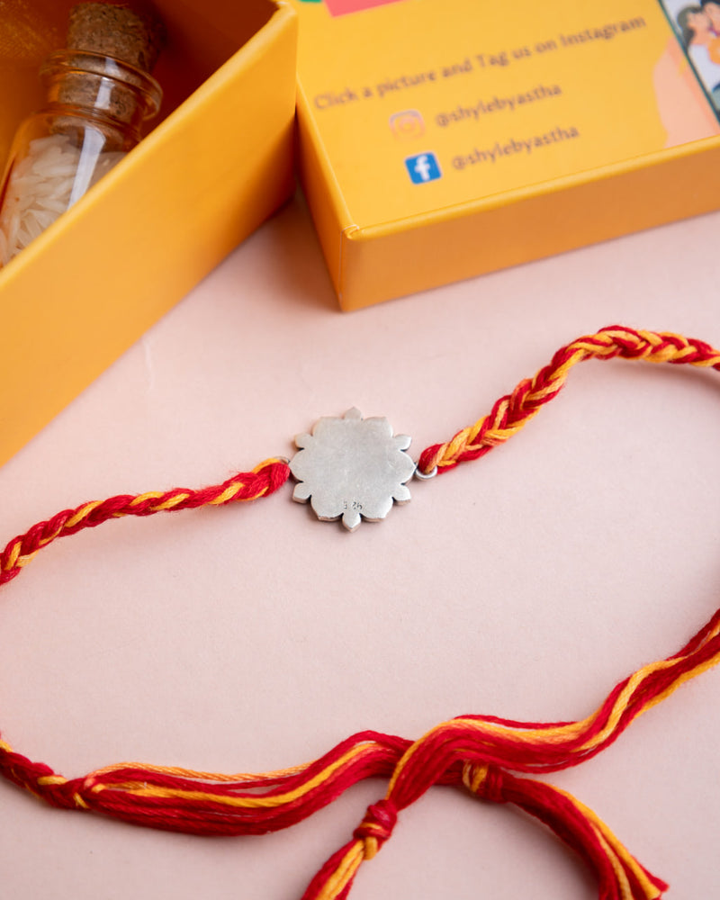 925 pure silver Om yantra rakhi, side view