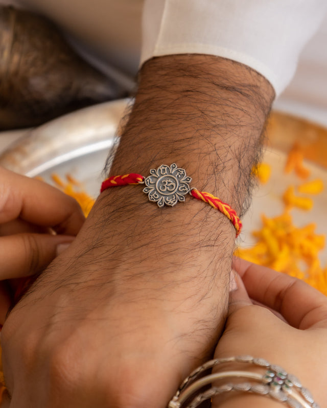925 pure silver Om yantra rakhi, alternate view