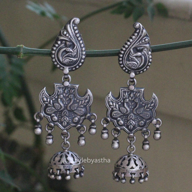 Anvaya Peacock Art Jhumkis