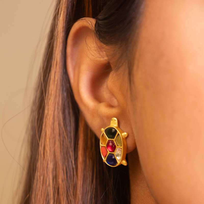 Anvaya Shaahi Tortoise Jadau Earrings