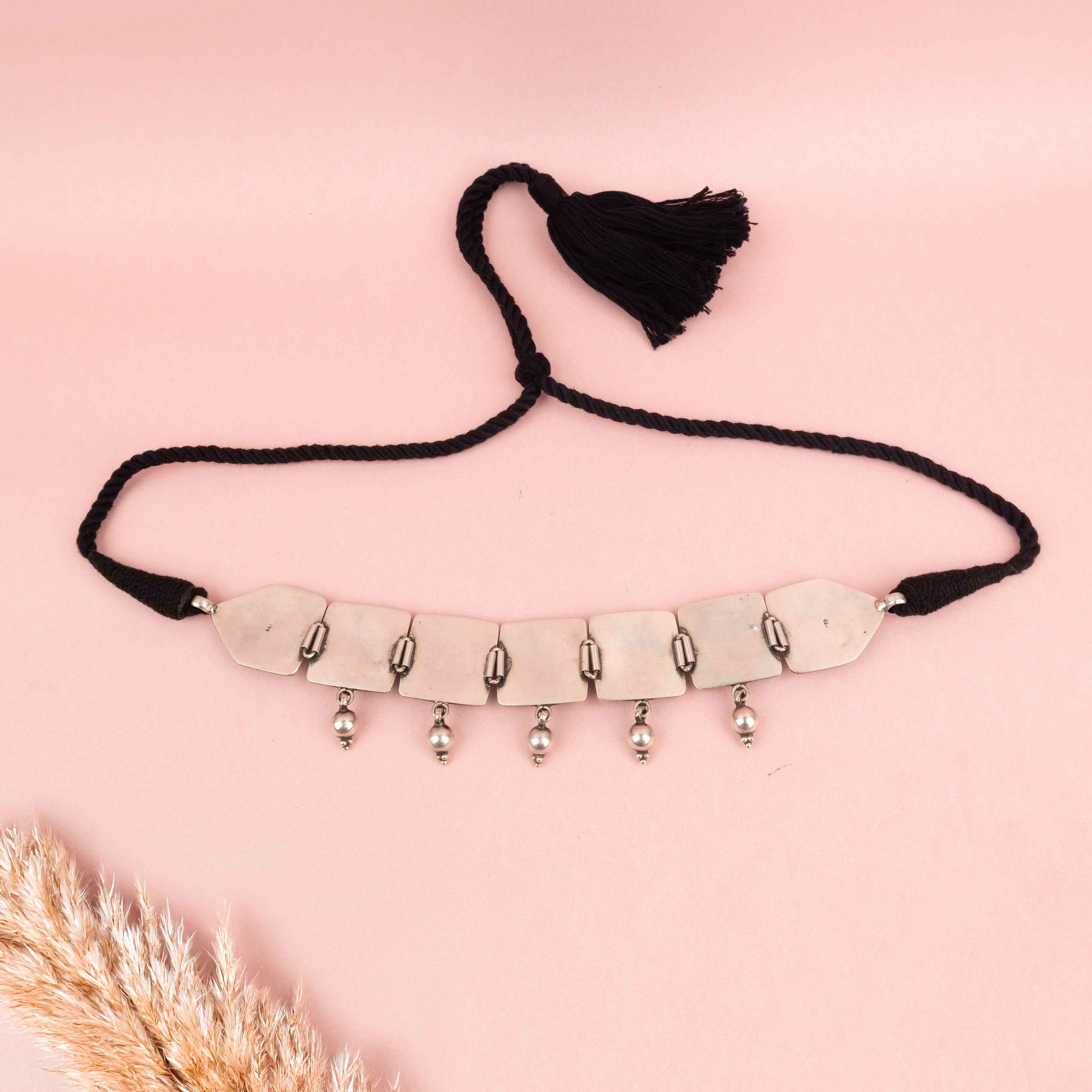 Anvaya Flower Embossed Ball drop Choker