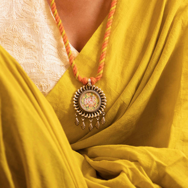 Anvaya Pichwai Handpainted Nandi Dori Necklace