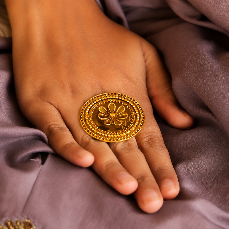 Anvaya sequence flower motif ring
