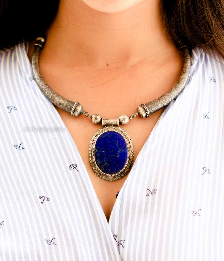 Tattva Lapiz Lazuli Vintage Inspired Necklace