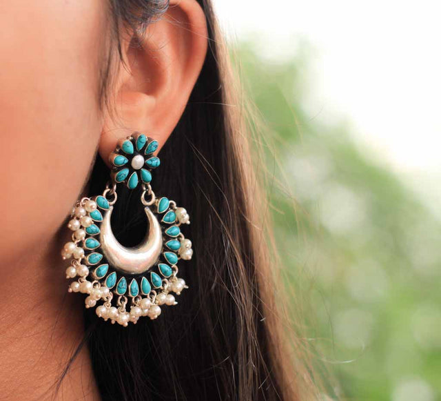 Tattva Turquoise Pearl Chandbali