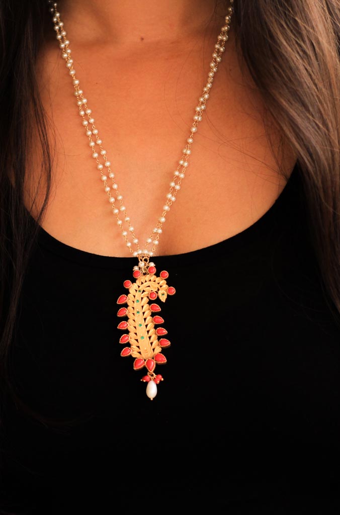 Qurbat Peacock Jodhpuri Art Necklace