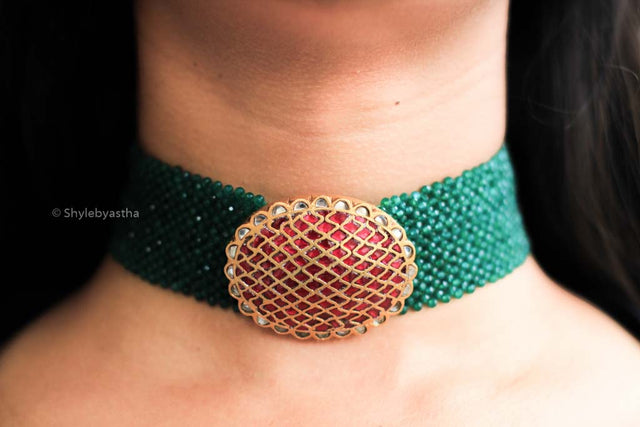 Tattva Kundan Emerald Choker Set