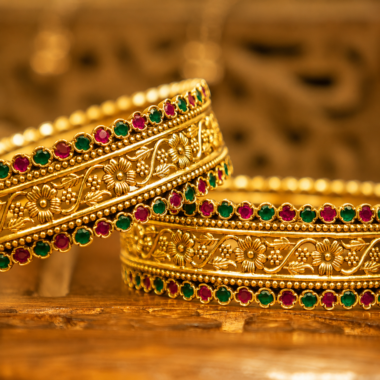 Tattva Intricate Flora Detailed Jadau Kada