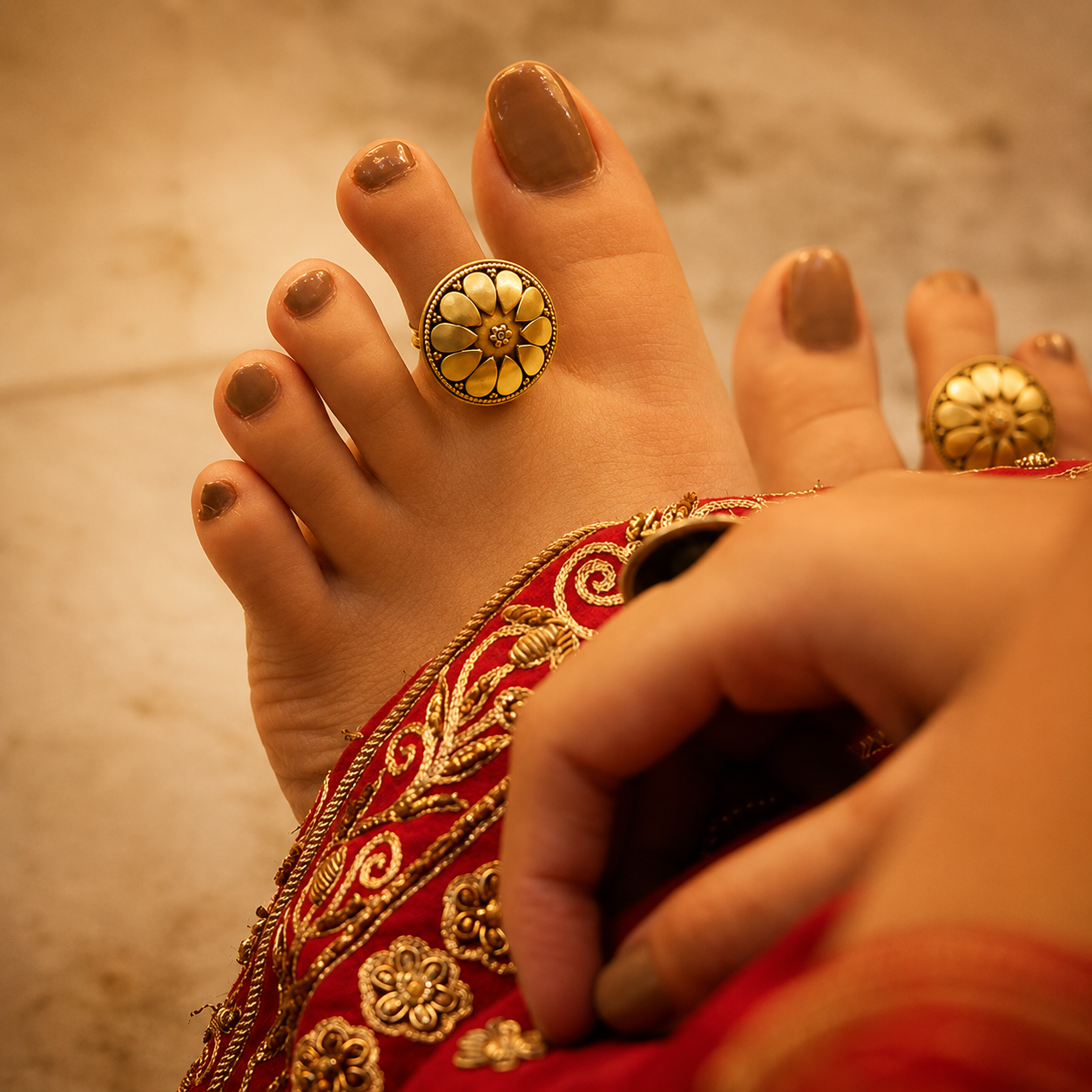 Moh Intricate Petal Toe Ring