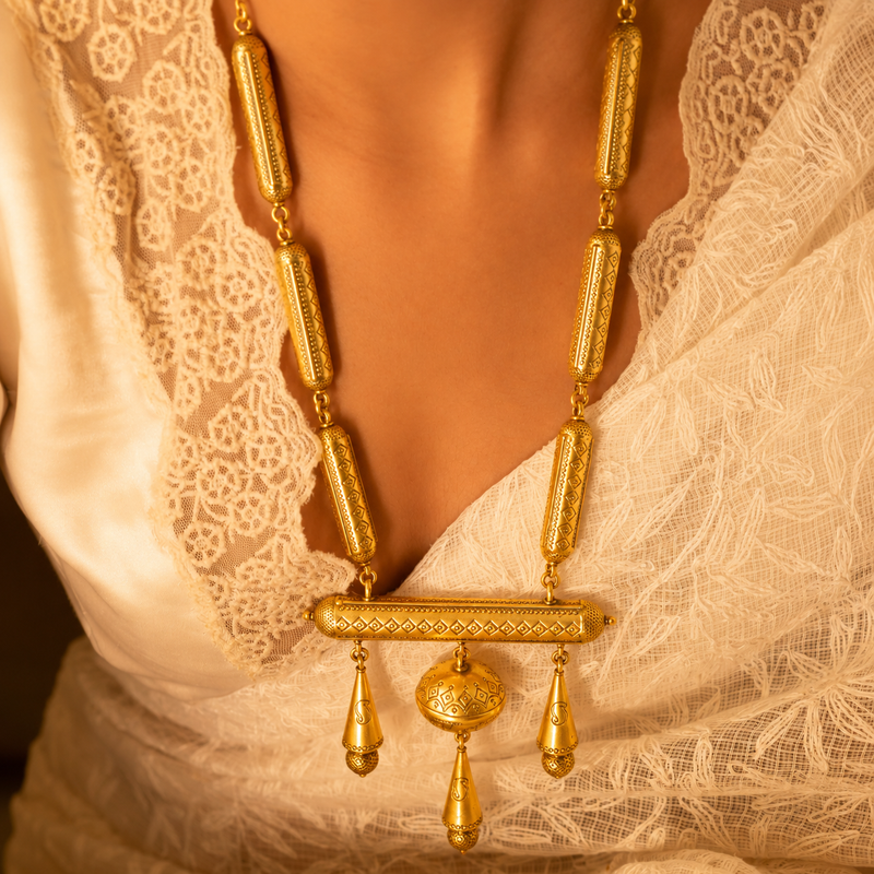 925 pure silver vintage inspired mandaai classic necklace, additional detail
