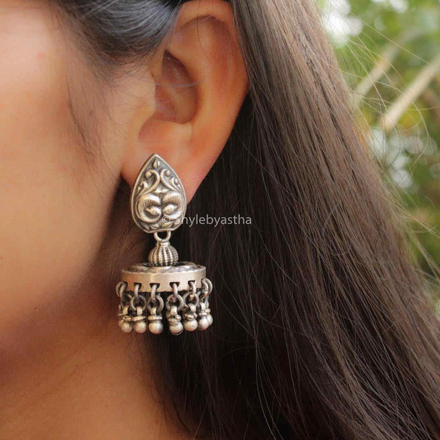 Dulari Dual Peacock Jaipuri Art Jhumki