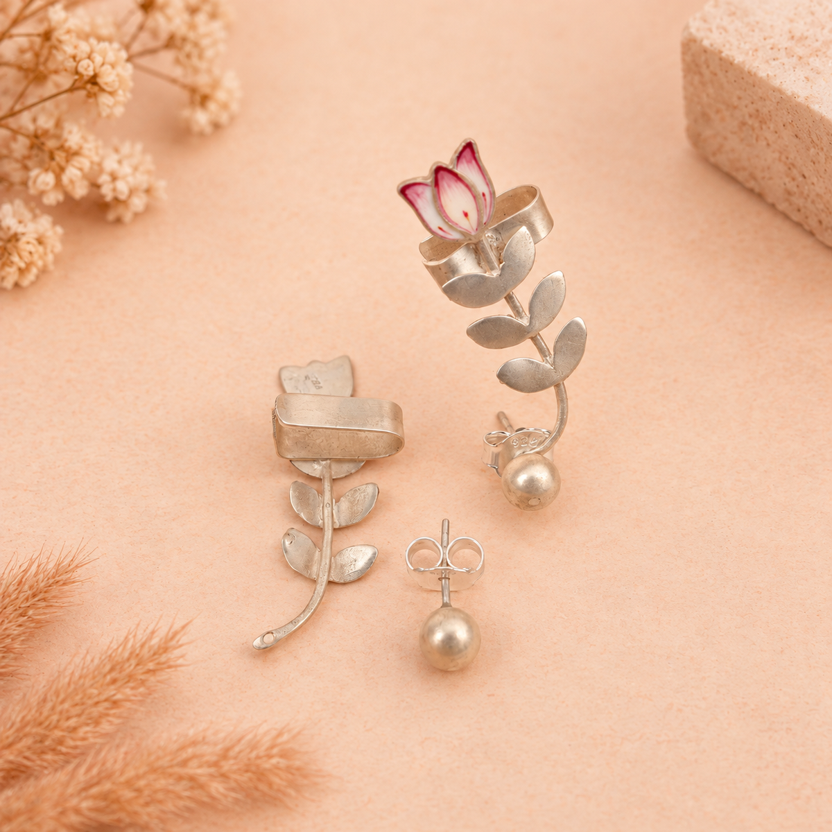 Dulari Enamel Lotus Earcuff