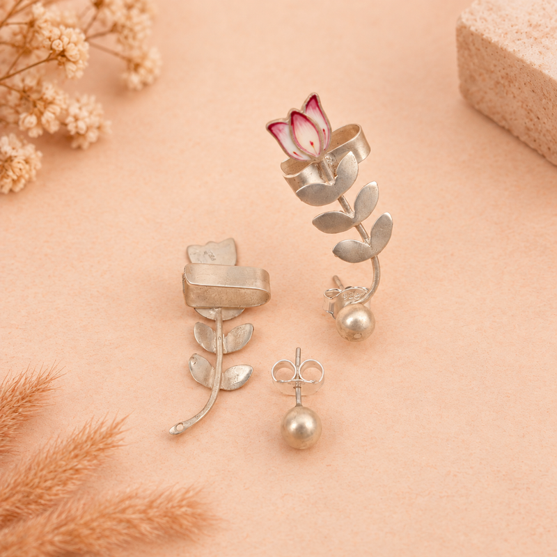 Dulari Enamel Lotus Earcuff