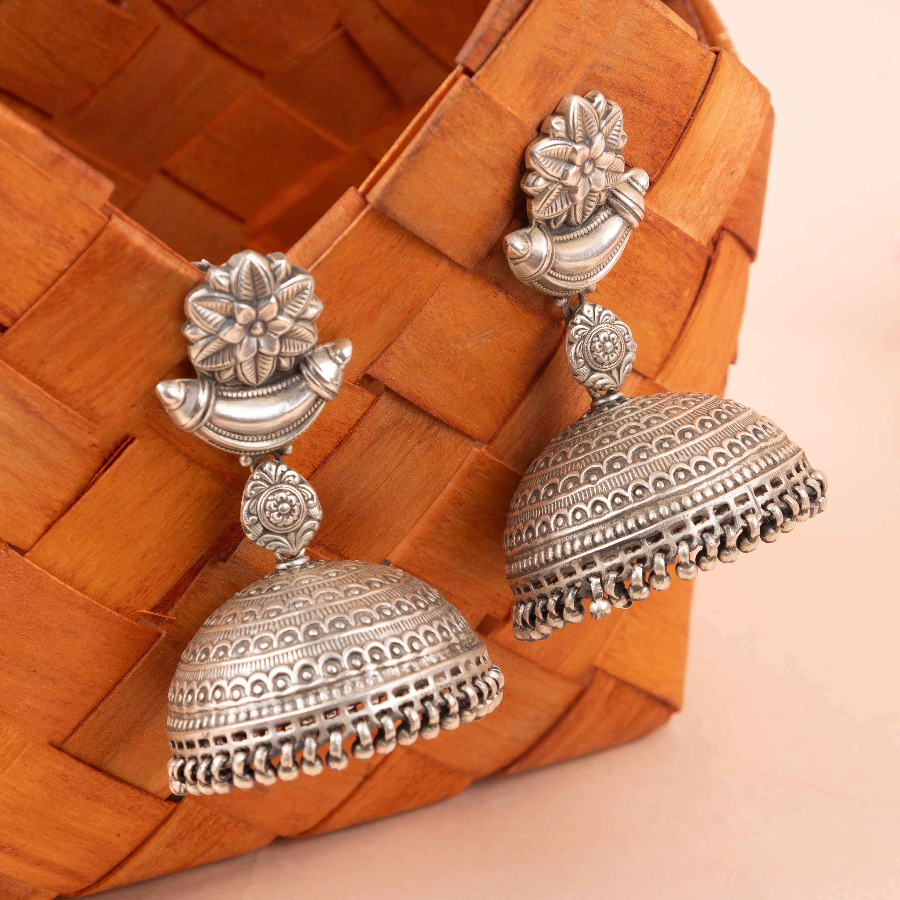 Dulari Intricate Flower Motif Grand Jhumka