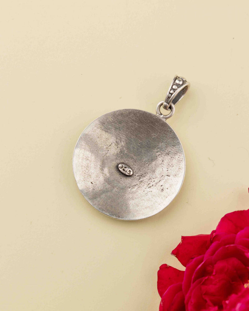 92.5 sterling silver Durga Maa Mantra Auspicious Pendant, view 4