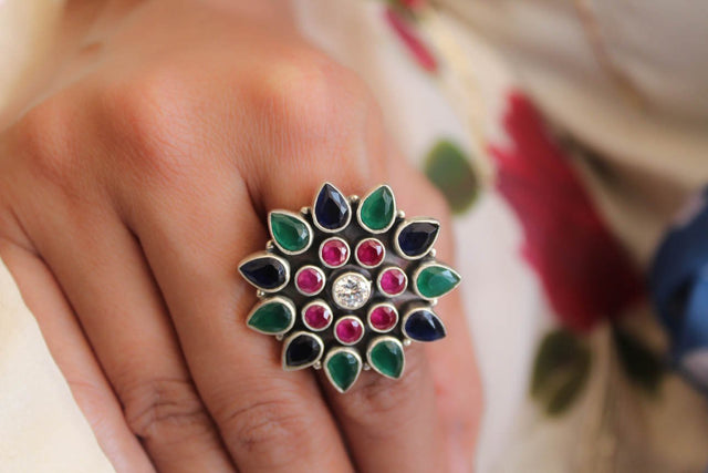 Essence Multicolored Stone Studded Ring
