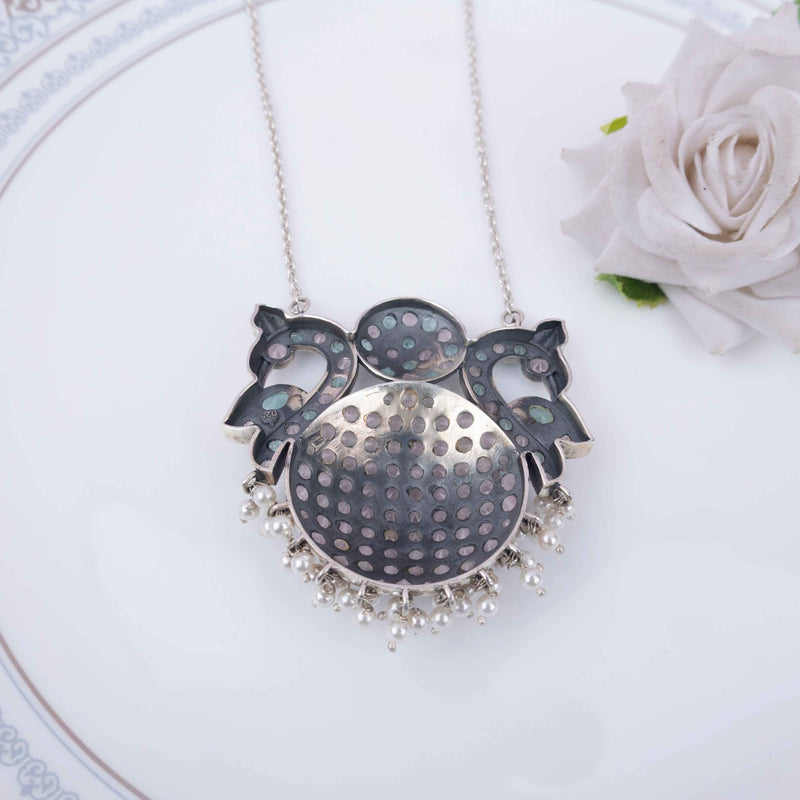 Essence Dual Peacock Pastel Tone Fine Necklace