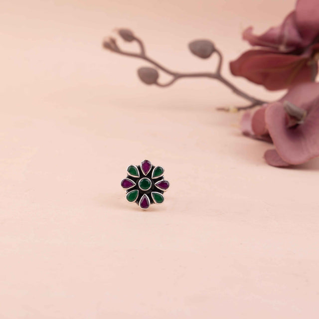 Essence Multicolored Stone Flower Ring