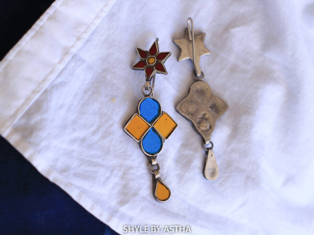 Dulari Glass Painted Fish-hook Earrings