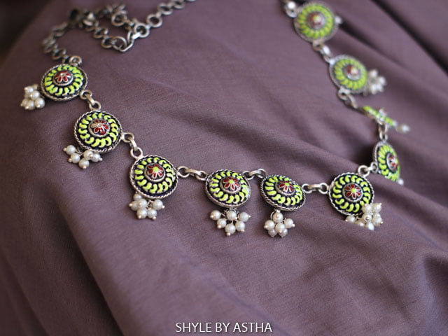 Adya Enamel Flora Necklace