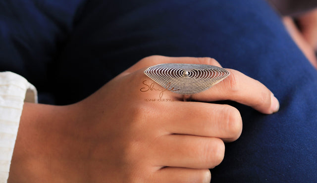 Adya Finely Carved Shadow Ring