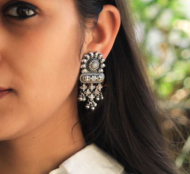 92.5 sterling silver Anvaya Intricate Jali Earrings