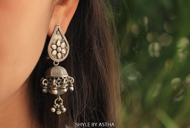 Mizoya Ghughri Textured Drop Earrings