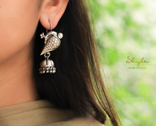 Moh Inticate Peacock Fish Hook Jhumki