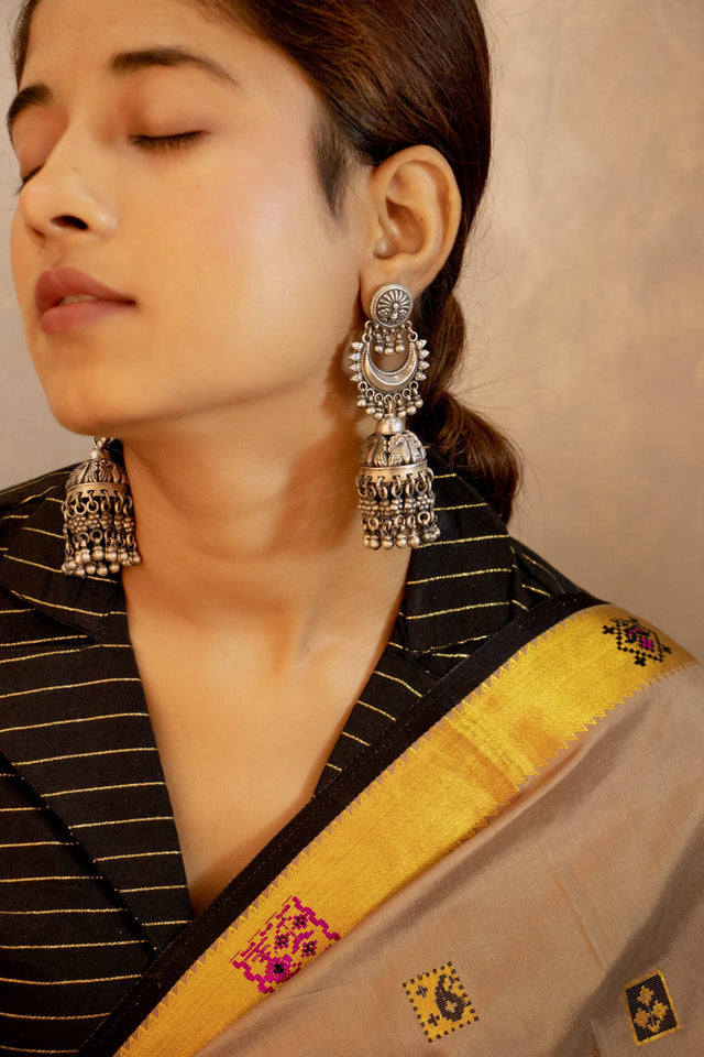 Tattva Peacock Motif Grand Ghughri Jhumka