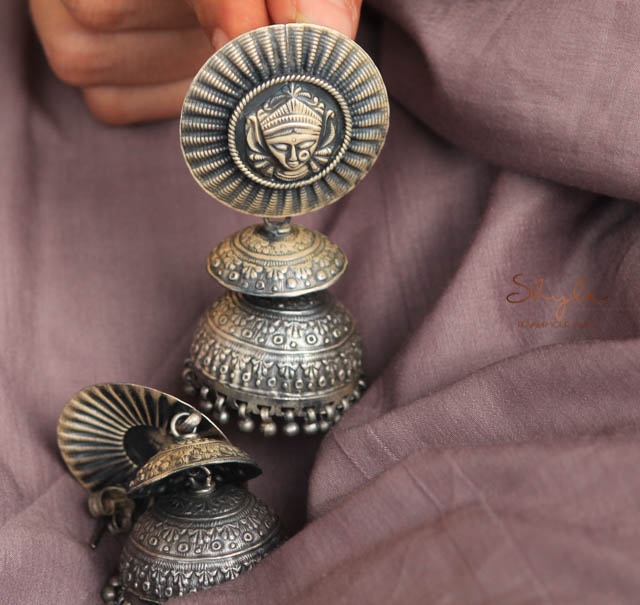 Jhumri Durga Motif Layred Intricate Jhumka