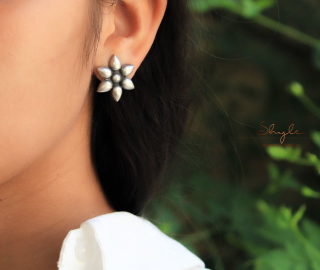 Moh Embossed Flower Studs