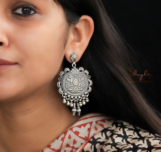 Anvaya Intricate Flora Art Ghughri Earrings