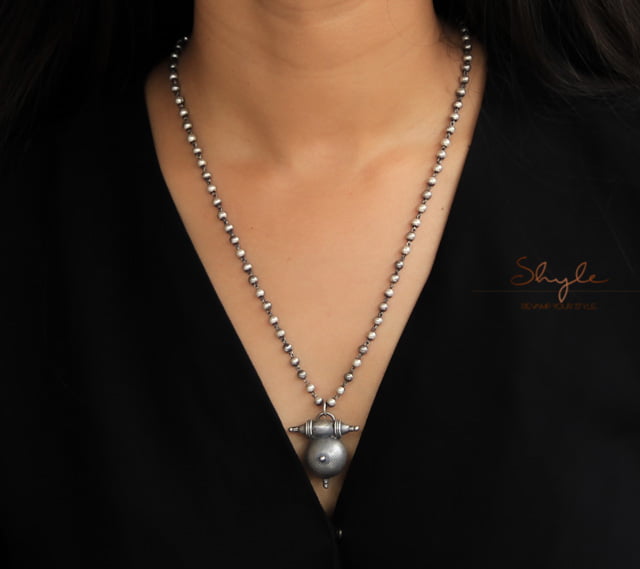 Adya Textured Drop Ball Chain Necklace