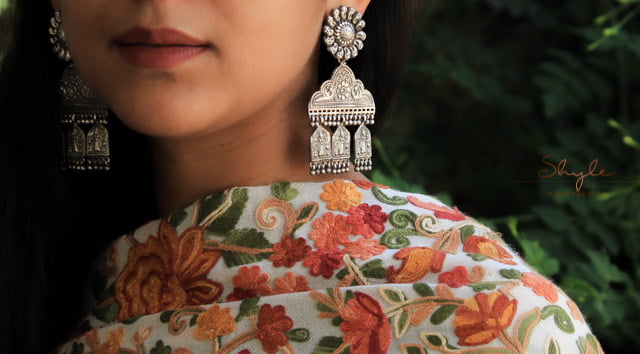 Tattva Flower Motif Intricate Tribal Art Earrings
