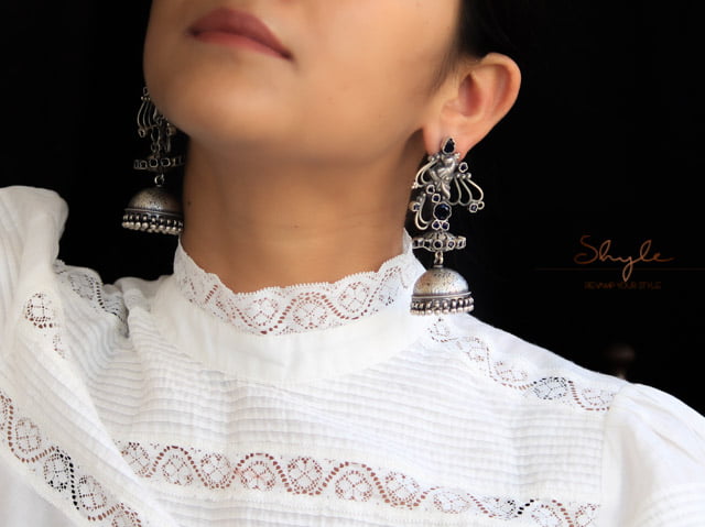 Tattva Jadau Peacock Detailed Motif Intricate Jhumka