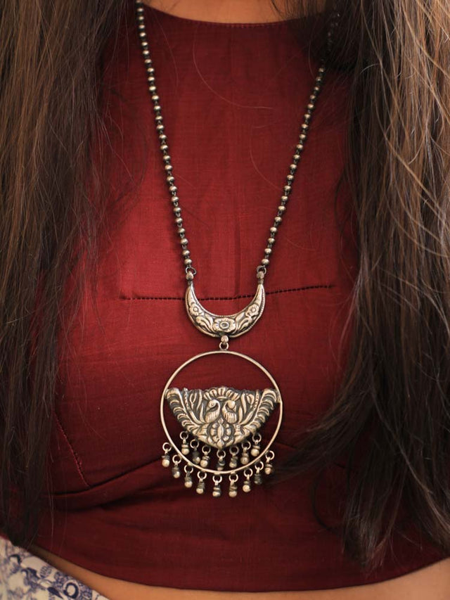 Dulari Crescent moon Dual Peacock Necklace