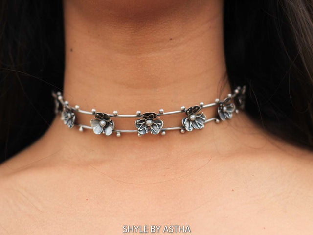 Qurbat Intricate Flower Statement Choker