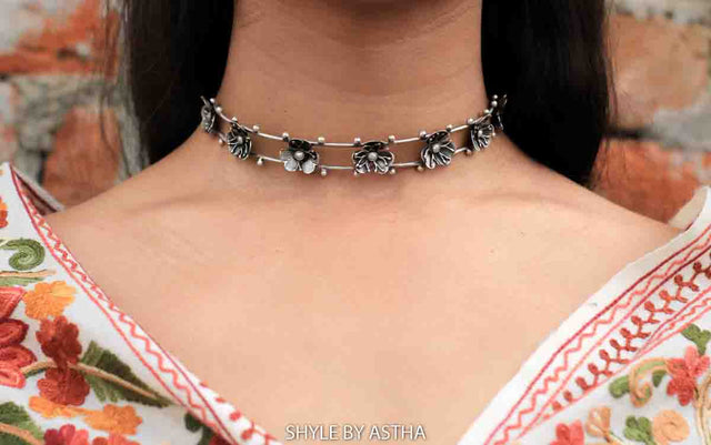 Qurbat Intricate Flower Statement Choker