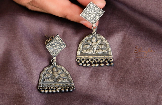 Adya Intricate Motif Vintage Inspired Drop Earrings
